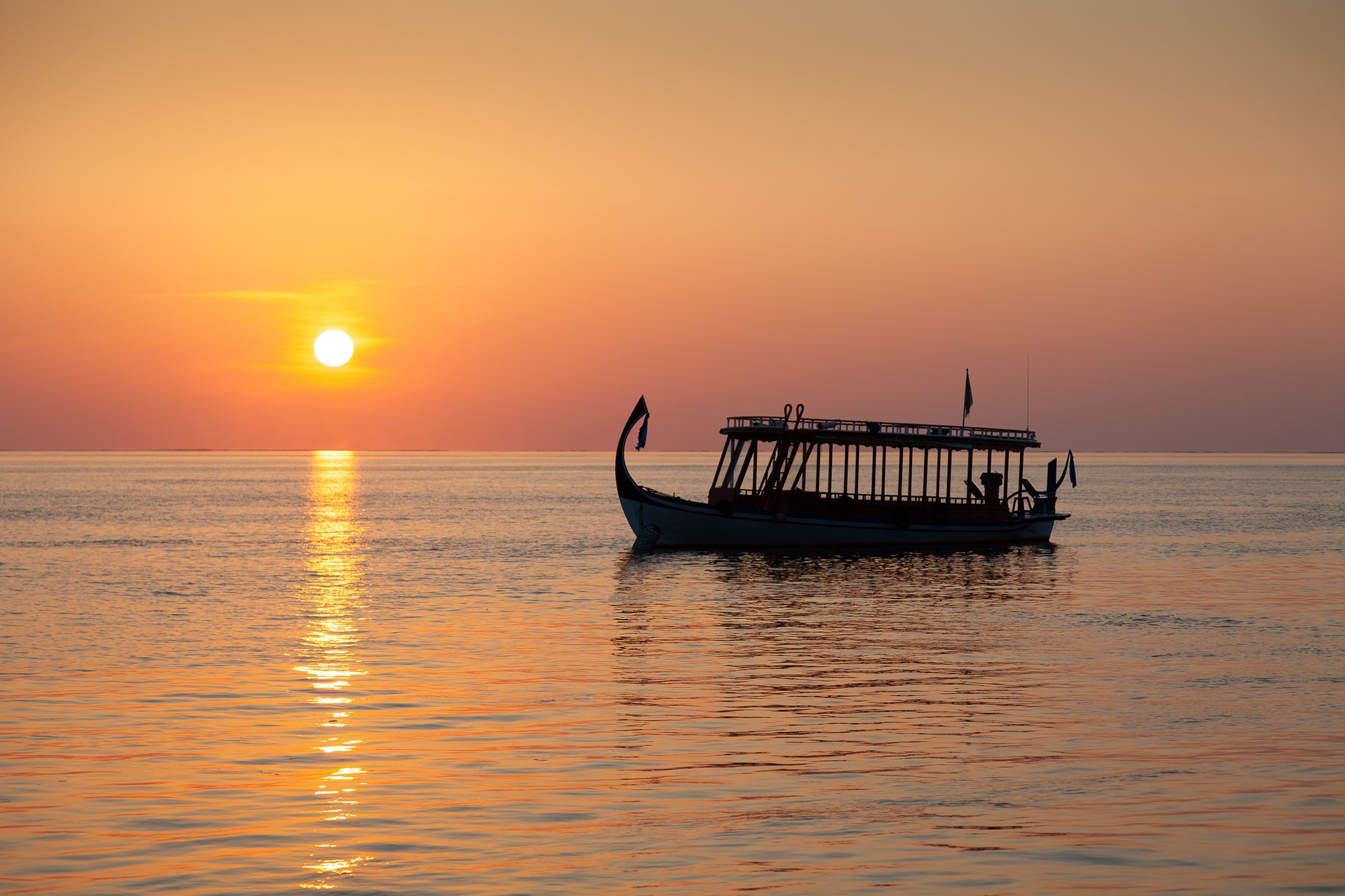 Morning with a typical Maldivian boat Dhoni